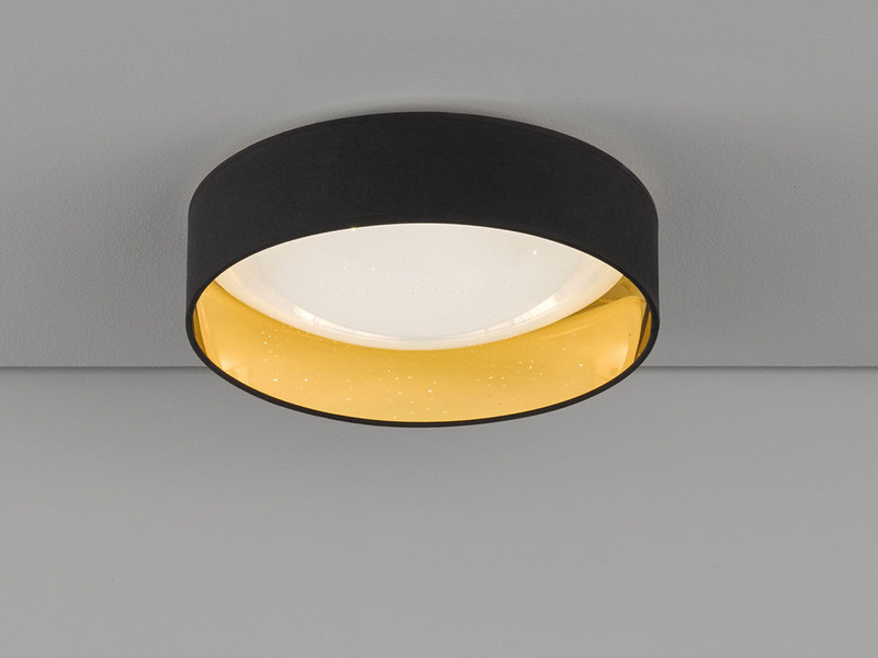 LED Deckenleuchte SETE, Stoffschirm Schwarz Gold, Ø 40cm
