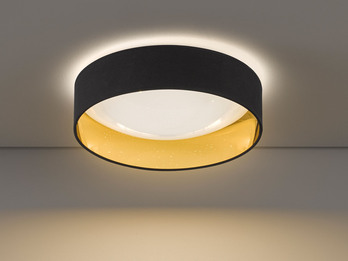 LED Deckenleuchte SETE, Stoffschirm Schwarz Gold, Ø 40cm