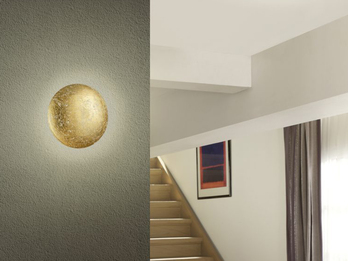 LED Wandleuchte CHIROS aus Metall in Blattgold, rund Ø 22cm