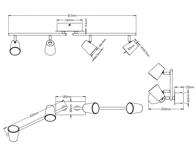 LED Deckenstrahler NARCOS 4-flammig Weiß, Breite 81,5cm