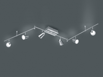 LED Deckenleuchte 6 Strahler schwenkbar Nickel matt - flexible Deckenbeleuchtung