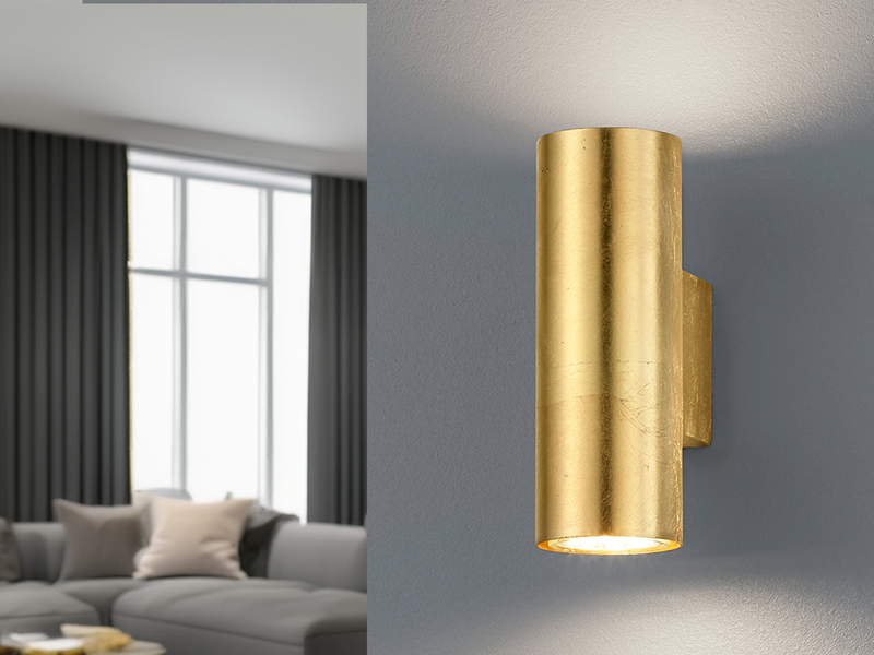 Wandleuchte CLEO in Gold foliert mit Up and Down Licht, Höhe 16,5cm