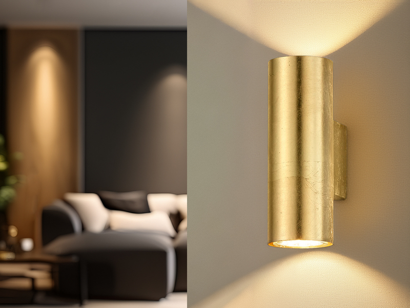 LED Wandleuchte in Gold foliert, Up & Down Strahler, Höhe 16,5cm