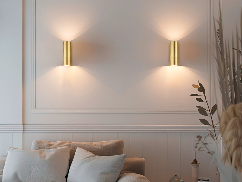 LED Wandleuchte in Gold foliert, Up & Down Strahler, Höhe 16,5cm