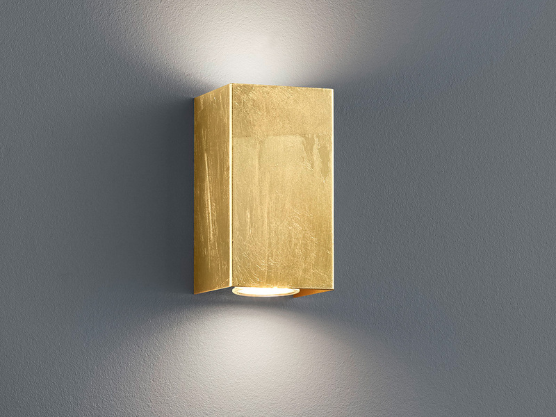 Rechteckige LED Wandleuchte in Gold foliert, Up & Down Strahler, Höhe 15cm