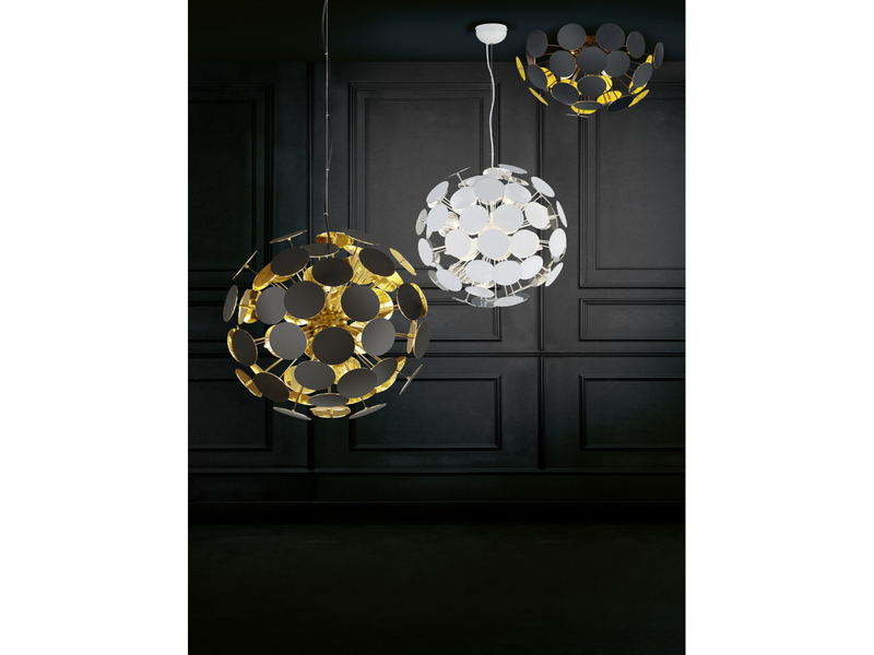 Ausgefallene LED Pendelleuchte Lampenschirm Schwarz-Gold, Ø 54cm