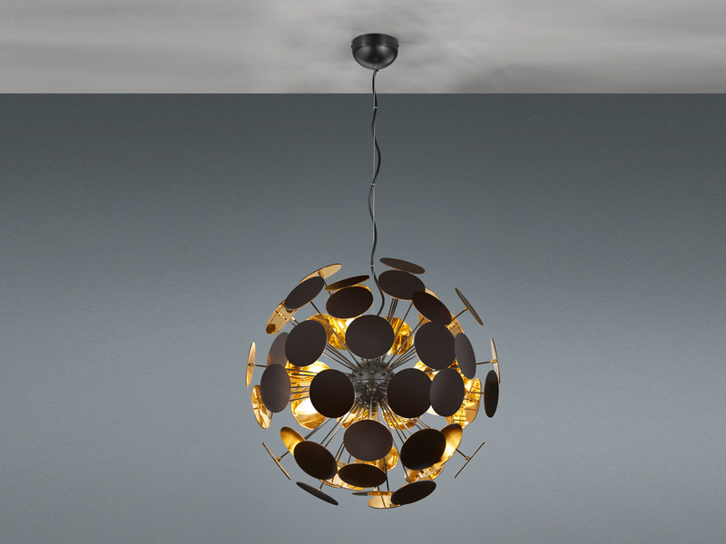 Ausgefallene LED Pendelleuchte Lampenschirm Schwarz-Gold, Ø 54cm