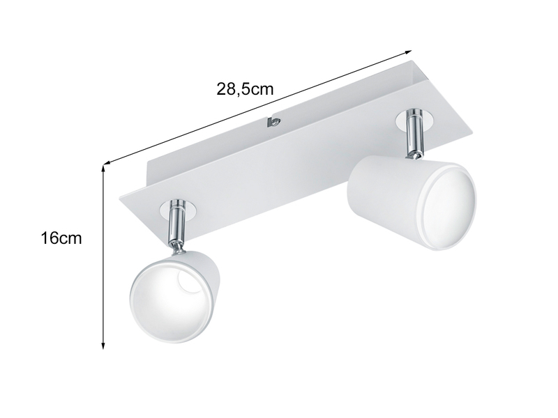LED Wandstrahler NARCOS Weiß 2-flammig mit Schalter, Breite 28cm