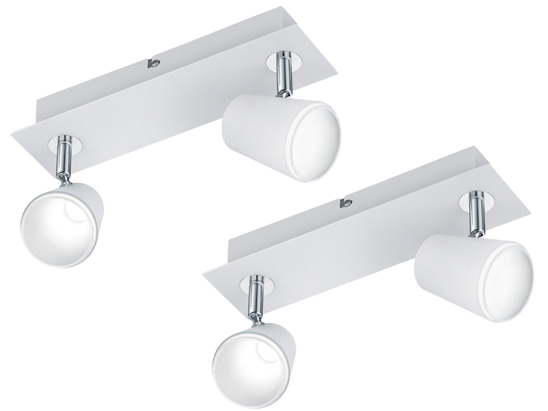 2er SET LED Wandstrahler Weiß 2-flammig mit Schalter, Breite 28cm
