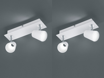 2er SET LED Wandstrahler Weiß 2-flammig mit Schalter, Breite 28cm