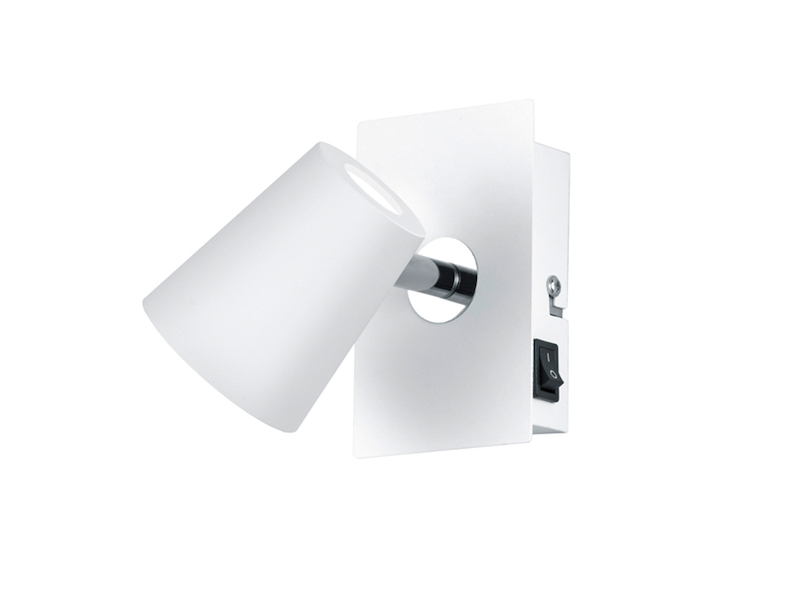 2er Set LED Wandstrahler Weiß mit Schalter, Breite 7,5cm