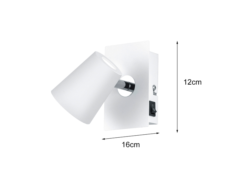2er Set LED Wandstrahler Weiß mit Schalter, Breite 7,5cm