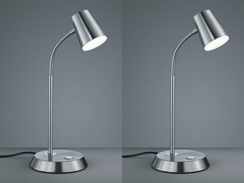 Flexible LED Schreibtischlampe 2er Set in Silber matt dimmbar