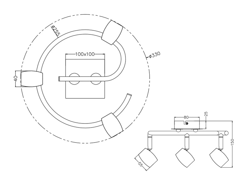 LED Deckenstrahler Silber 3-flammig, Rondell Ø 25,5cm