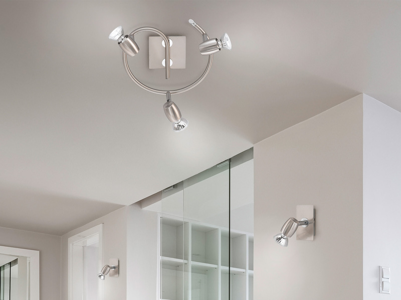 LED Deckenstrahler Silber 3-flammig, Rondell Ø 25,5cm