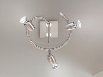 3flammiger LED Deckenstrahler Silber matt, Rondell Ø 25,5cm