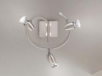 LED Deckenstrahler Silber 3-flammig, Rondell Ø 25,5cm