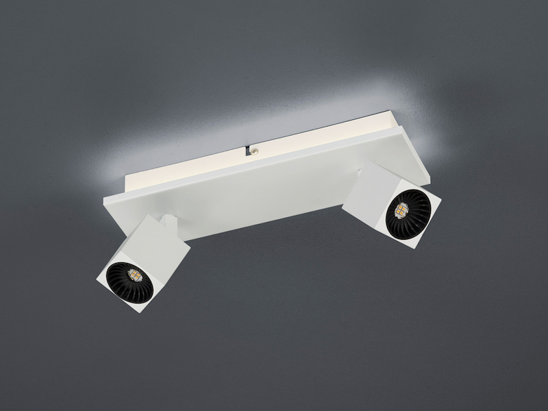 Schwenkbarer 2fl. LED Deckenstrahler CUBA mit indirekter Beleuchtung weiß matt