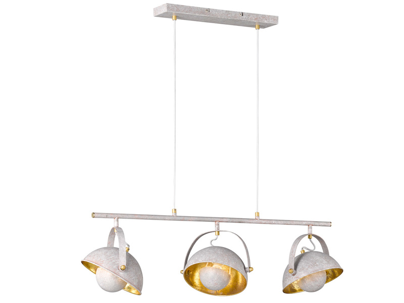 Moderne LED Pendelleuchte Retrolook in Betonoptik & Gold schwenkbar, B: 95cm