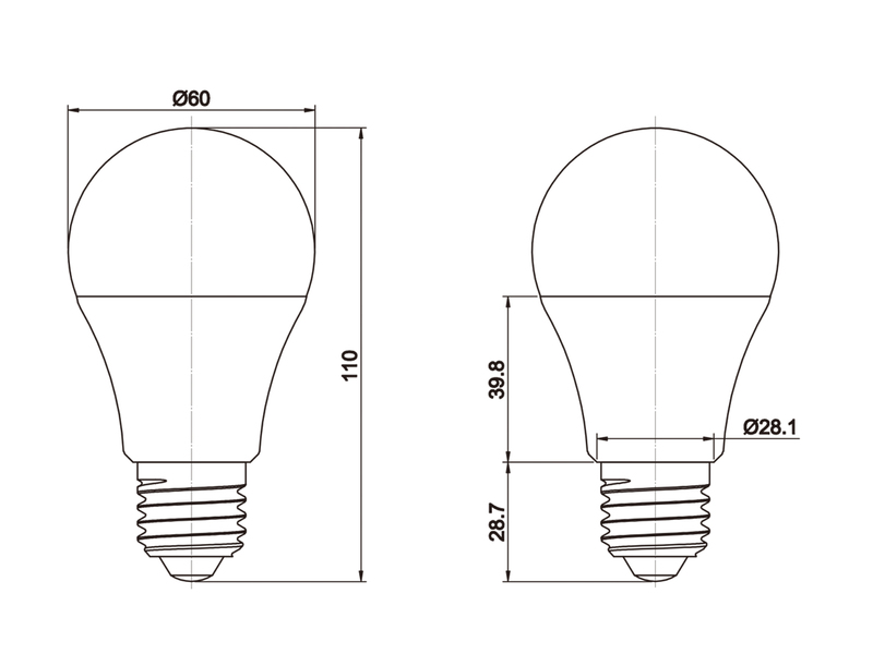 E27 LED - 8,5 Watt - 806 Lumen - 3000 Kelvin warmweiß - Ø6cm - extern dimmbar