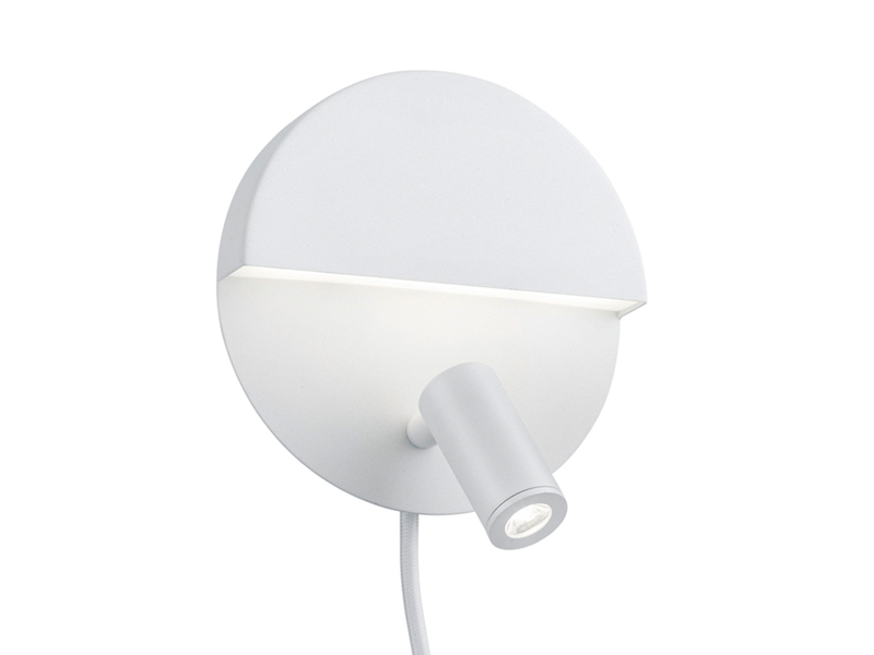 LED Leselampe MARIO Weiß mit Schalter & Stecker, Ø 16cm