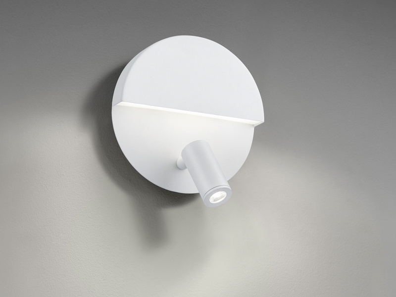 LED Leselampe MARIO Weiß mit Schalter & Stecker, Ø 16cm
