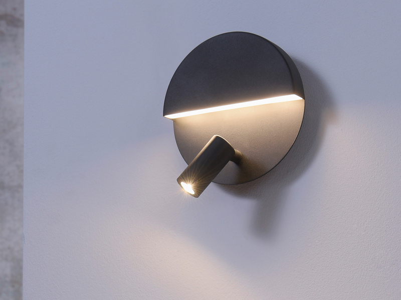 LED Leselampe MARIO Schwarz mit Schalter & Stecker, Ø 16cm