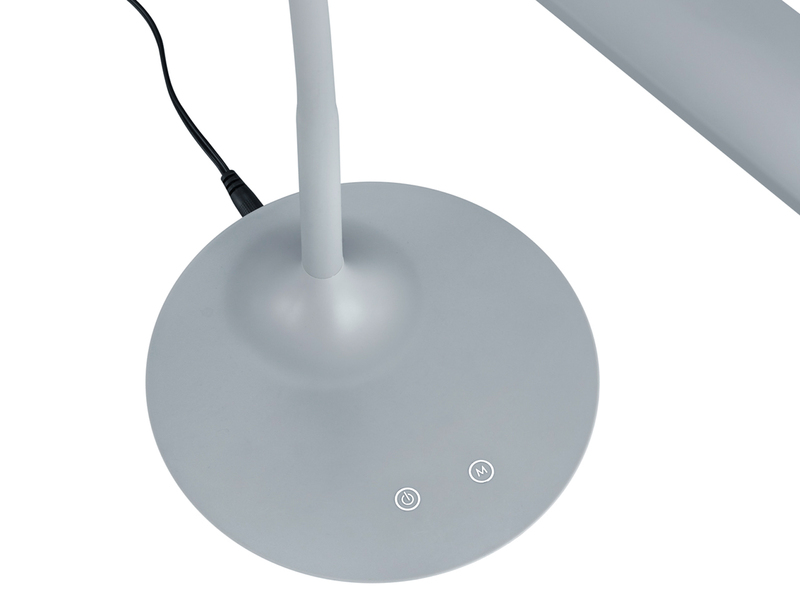 LED Schreibtischlampe POLO Grau dimmbar 41cm hoch mit Flexgelenk