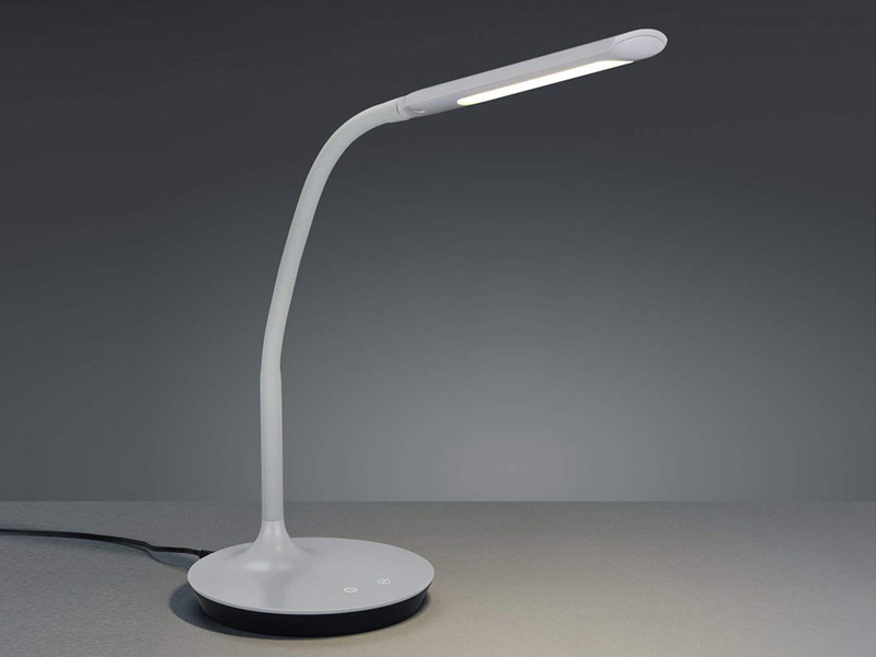 LED Schreibtischlampe POLO Grau dimmbar 41cm hoch mit Flexgelenk