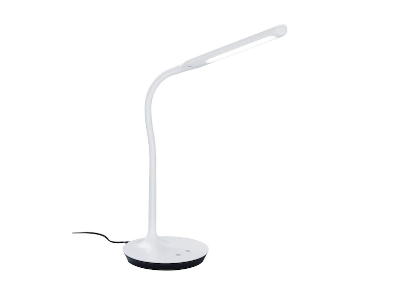 LED Schreibtischleuchte POLO Weiß matt dimmbar 41cm hoch mit Flexgelenk