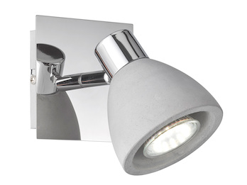 Retro Wandstrahler Silber Chrom mit Lampenschirm Beton, Breite 10cm