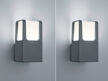 LED Außenwandleuchten 2er Set in Anthrazit, Höhe 20cm, IP54