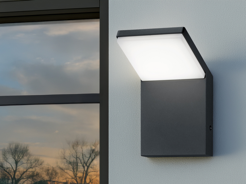 Moderne LED Außenwandleuchte PEARL Aluminium Anthrazit, Höhe 16cm