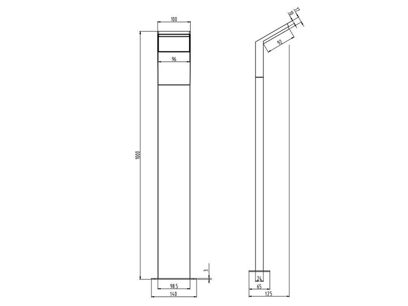 Moderne LED Wegeleuchte PEARL aus Aluminium Anthrazit, Höhe 100cm