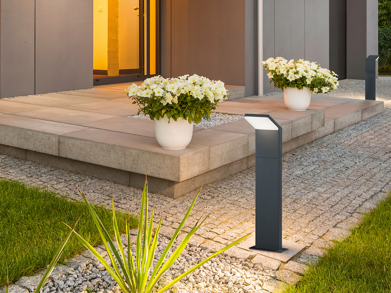 Moderne LED Pollerleuchte PEARL aus Aluminium Anthrazit, Höhe 50cm
