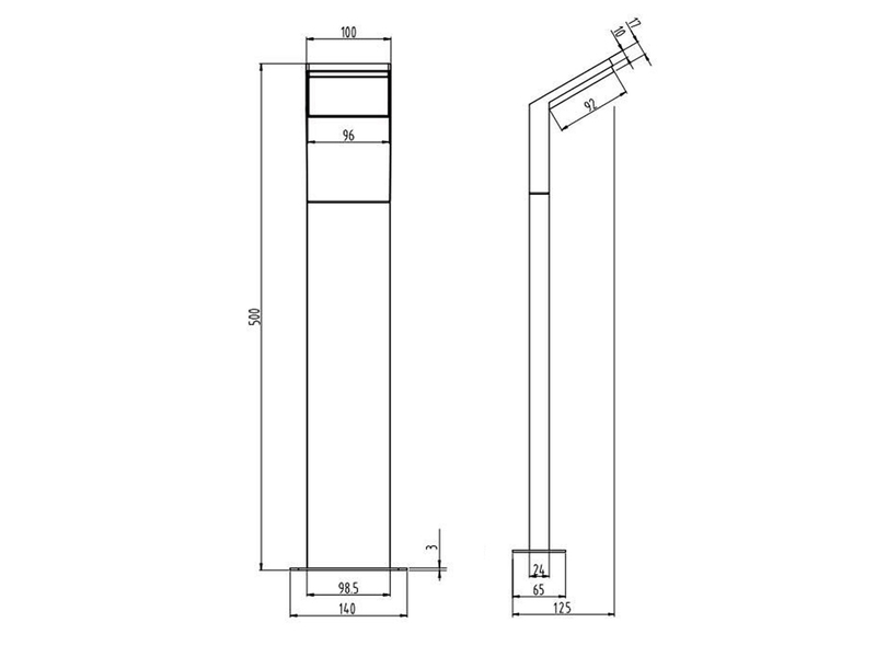 Moderne LED Pollerleuchte PEARL aus Aluminium Anthrazit, Höhe 50cm