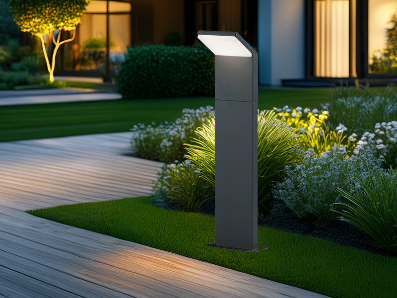 Moderne LED Pollerleuchte PEARL aus Aluminium Anthrazit, Höhe 50cm