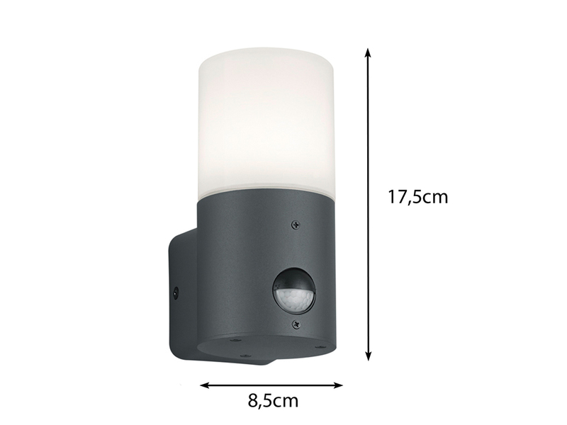 LED Außenwandleuchte mit Bewegungsmelder, Anthrazit, Höhe 17,5cm
