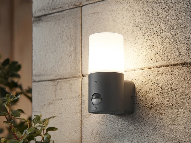 Kleine LED Außenwandleuchte mit Bewegungsmelder, Anthrazit, Höhe 17,5cm