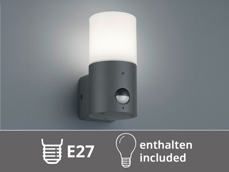 Kleine LED Außenwandleuchte mit Bewegungsmelder, Anthrazit, Höhe 17,5cm