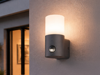 Kleine LED Außenwandleuchte mit Bewegungsmelder, Anthrazit, Höhe 17,5cm