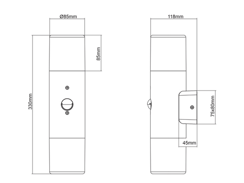 LED Außenwandleuchte Up & Down mit Bewegungsmelder, Anthrazit, Höhe 33cm