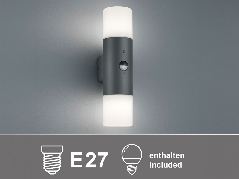 LED Außenwandleuchte Up & Down mit Bewegungsmelder, Anthrazit, Höhe 33cm