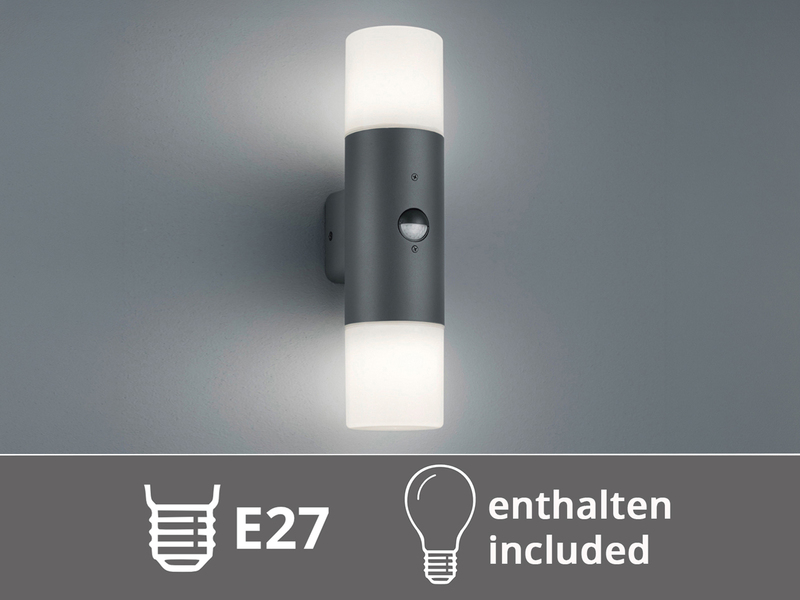 LED Außenwandleuchte Up & Down mit Bewegungsmelder, Anthrazit, Höhe 33cm