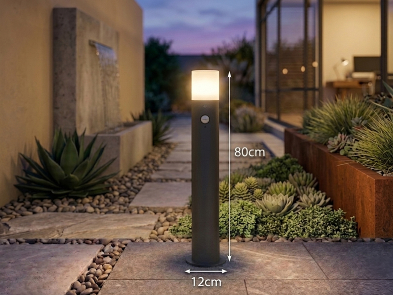 LED Wegeleuchte Anthrazit mit Bewegungsmelder, Höhe 80cm