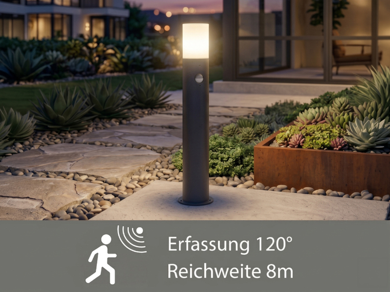 LED Wegeleuchte Anthrazit mit Bewegungsmelder, Höhe 80cm