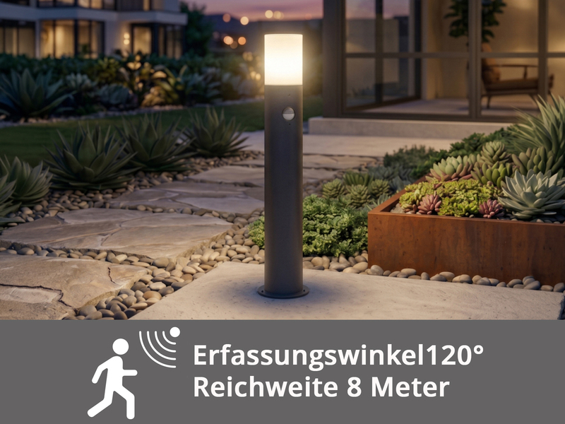 LED Wegeleuchte Anthrazit mit Bewegungsmelder, Höhe 80cm