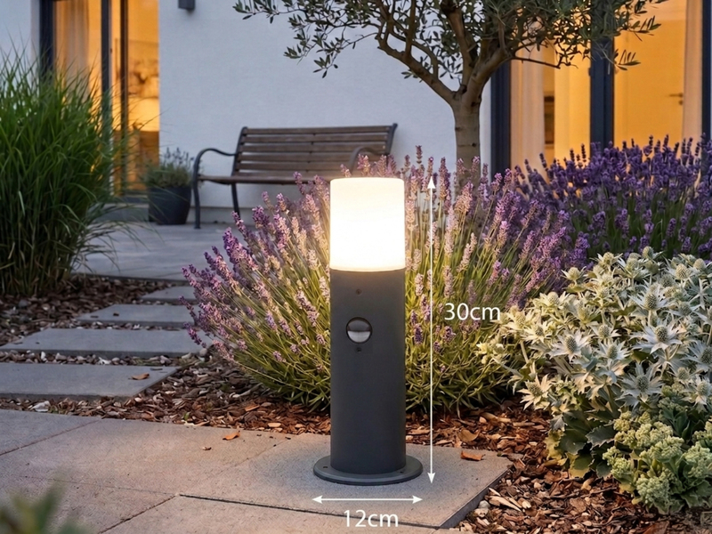 LED Außen Sockelleuchte Anthrazit mit Bewegungsmelder, Höhe 30cm