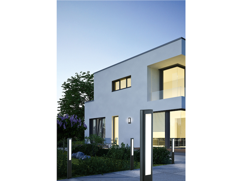 Außenwandlampe RHINE mit Bewegungsmelder, Aluminium Anthrazit, Höhe 28cm