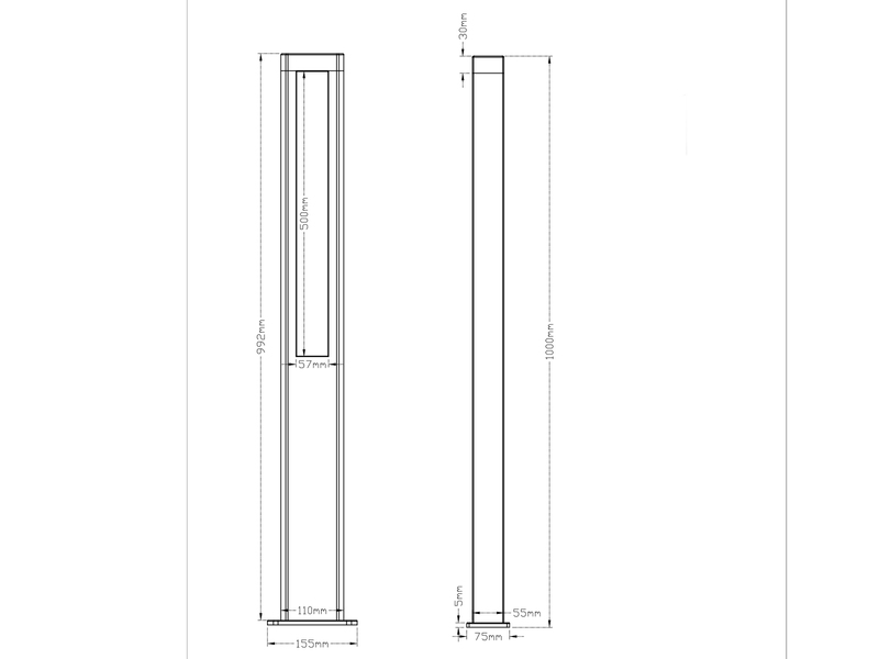 LED Wegeleuchte RHINE aus Aluminium in Anthrazit, Höhe 100cm